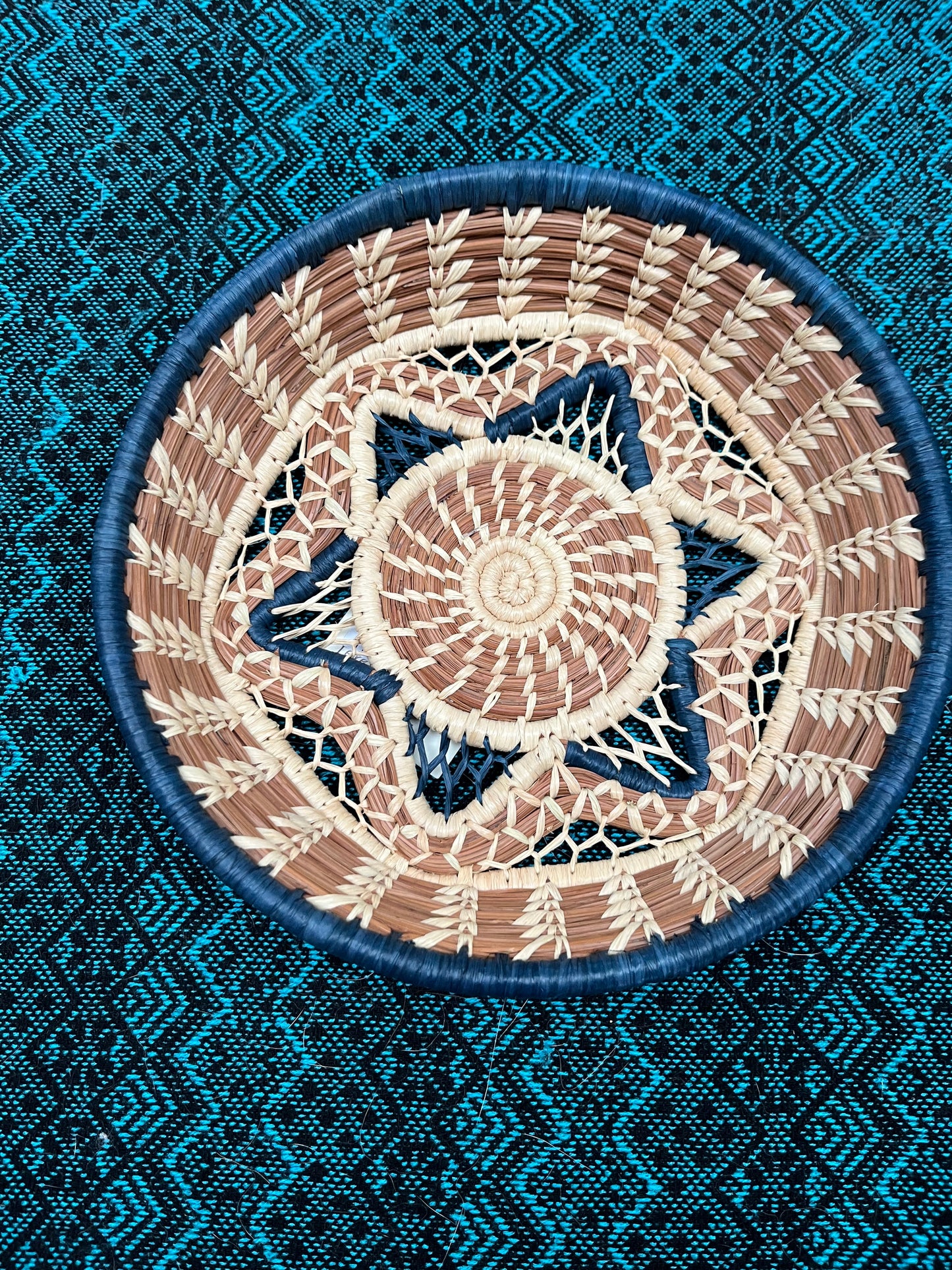 Hand woven pine needle basket